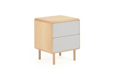 Mesita de noche Anielle de madera maciza y chapa de fresno 50 x 58,4 cm