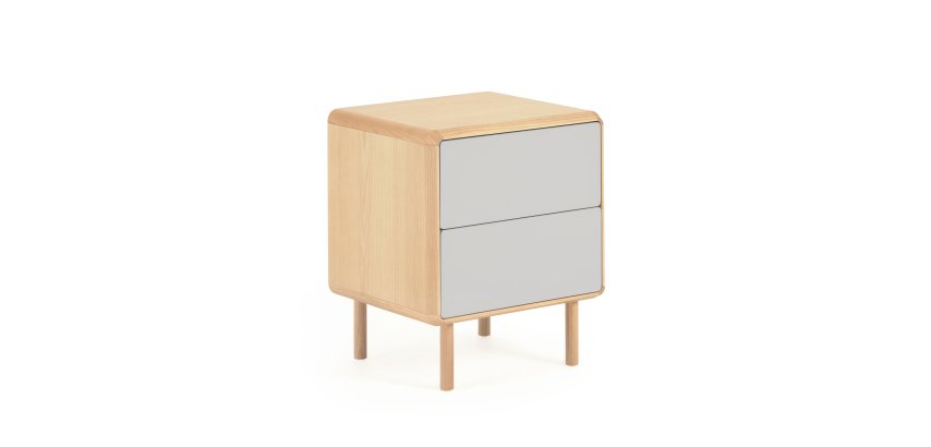 Table de chevet Anielle en bois massif et placage de frêne 50 x 58,4 cm