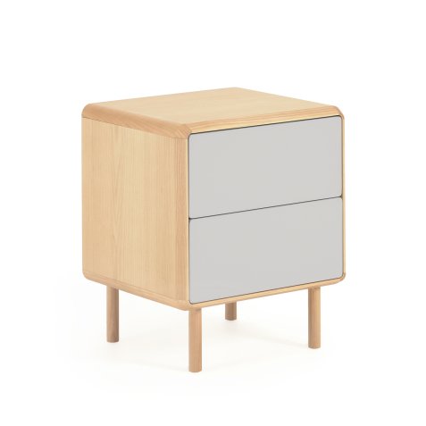 Table de chevet Anielle en bois massif et placage de frêne 50 x 58,4 cm