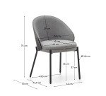 Silla Eamy gris claro chapado en fresno con acabado negro y metal con acabado negro