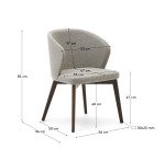 Chaise Darice en tissu chenille marron et bois de hêtre, finition noyer FSC 100 %