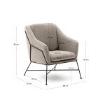 Butaca Brida beige y patas de acero con acabado negro