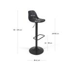 Tabouret Orlando - T en polyuréthane noir et acier noir mat 60-82 cm