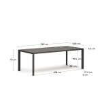 Mesa de exterior Culip de aluminio con acabado gris 220 x 100 cm