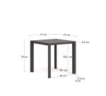 Quadratischer Außentisch Culip - Aluminiumgestell - L 77 cm