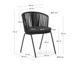 Chaise d'extérieur Saconca en corde et acier finition peinture noire