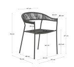 Chaise de jardin Futadera en corde synthétique grise et acier peint gris