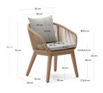 Portalo stoel met beige touw en massieve acaciahouten poten