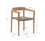 Stapelbare stoel Icaro van massief teakhout met een natuurlijke afwerking en beige touw