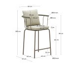 Tabouret Salguer en corde et acier finition peinture marron 66 cm