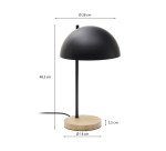 Lampe de table Catlar en bois de frêne et métal avec finition noire