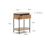 Table de chevet Licia 1 tiroir bois massif de manguier et métal peint en noir 55 x 65 cm