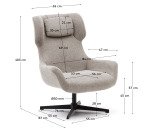 Fauteuil giratoire avec accoudoirs Zalina en bouclette pieds acier