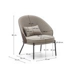 Fauteuil Eamy marron clair placage de frêne finition wengué et métal noir