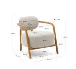 Fauteuil Melqui beige en bois de chêne avec finition naturelle