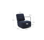 Fauteuil Gamer bleu et métal finition peinture noire