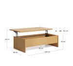 Table basse Abilen en placage de chêne 110 x 60 cm