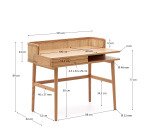 Araxi writing desk in veneer, solid ash wood and rattan 105 x 62 cm