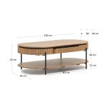 Table basse Licia 1 tiroir en bois massif de manguier et métal peint en noir 130 x 65 cm