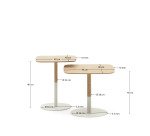 Ensemble de 2 tables d'appoint Watse placage chêne et métal peint blanc mat