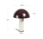 Zorione table lamp in white marble and metal, with a painted brown finish