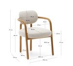Chaise Melqui beige en bois de chêne avec finition naturelle