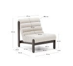 Fauteuil Magira à bouclette blanc et en bois de chêne avec finition foncée