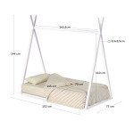 Lit tipi Maralis en bois de hêtre avec finition blanche pour matelas de 70 x 140 cm