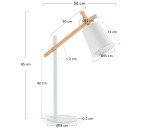 Lámpara de mesa Kosta de acero y madera maciza de haya