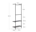 Penderie murale Galatia en mélaminé et métal laqué noir 60 x 162 cm