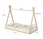 Lit tipi Maralis en bois de hêtre avec finition naturelle