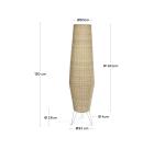Lampadaire grande Kamaria en rotin finition naturelle