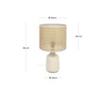 Lampe de table Erna en céramique blanche et bambou finition naturelle