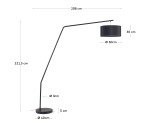 Lampadaire Ciana en métal finition noire et abat-jour en coton