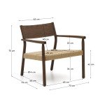 Fauteuil Yalia en bois de chêne finition noyer et siège en corde de papier