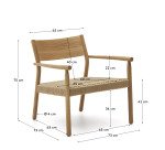 Fauteuil Yalia en bois de chêne finition naturelle et siège en corde de papier
