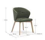 Chaise Darice en tissu chenille vert et bois de hêtre, finition naturelle FSC 100 %