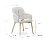 Chaise Nelida en tissu chenille beige et bois de hêtre, finition naturelle