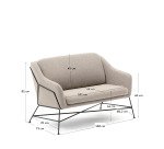 Canapé Brida 2 places beige et pieds en acier avec finition noire 128 cm