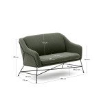 Canapé Brida 2 places vert et pieds en acier avec finition noire 128 cm