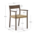 Chaise Yalia en bois de chêne avec finition noyer et siège en corde