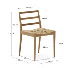 Chaise Analy en bois de chêne avec finition naturelle et siège en corde