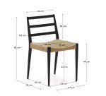 Chaise Analy en bois de chêne avec finition noire et siège en corde