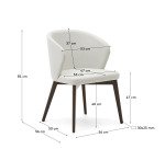 Chaise Darice en tissu chenille beige et bois de hêtre, finition noyer