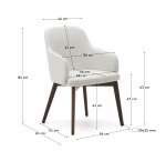 Chaise Nelida en tissu chenille beige et bois de hêtre, finition noyer