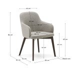 Chaise Nelida en tissu chenille marron et bois de hêtre, finition noyer