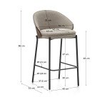 Tabouret Eamy marron clair placage de frêne finition wengué et métal noir hauteur 65 cm