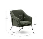 Fauteuil Brida vert et pieds en acier avec finition noire