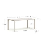 Table de jardin Culip en aluminium finition blanche 180 x 90 cm
