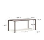 Culip aluminium outdoor table in powder coated brown finish, 180 x 90 cm